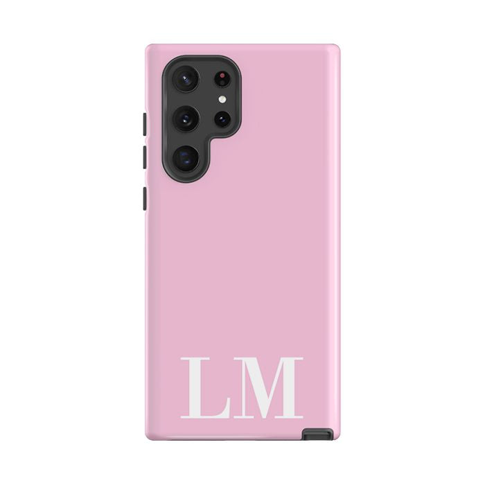Personalised Pink x White Initials Samsung Galaxy S26 Case