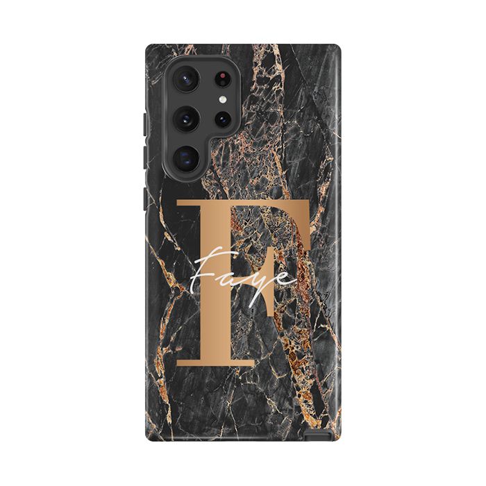 Personalised Slate Marble Bronze Initial Samsung Galaxy S26 Case