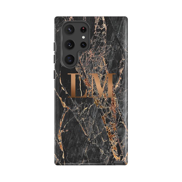 Personalised Slate Marble Bronze Initial Samsung Galaxy S26 Case