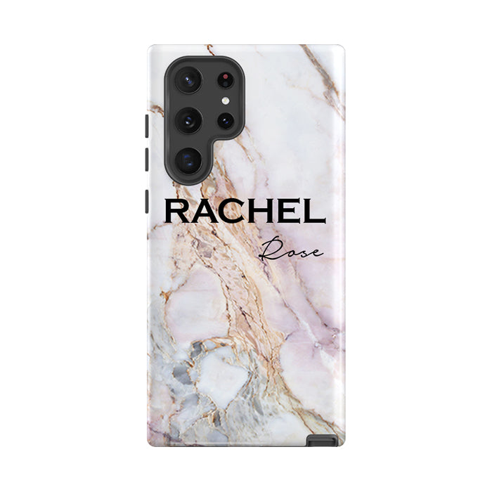 Personalised White Galaxy Marble Name Samsung Galaxy S26 Case