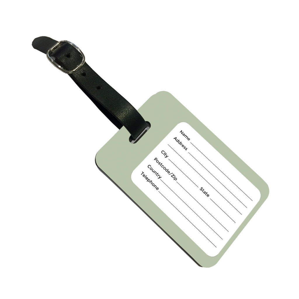 Personalised Sage Side Name Luggage Tag