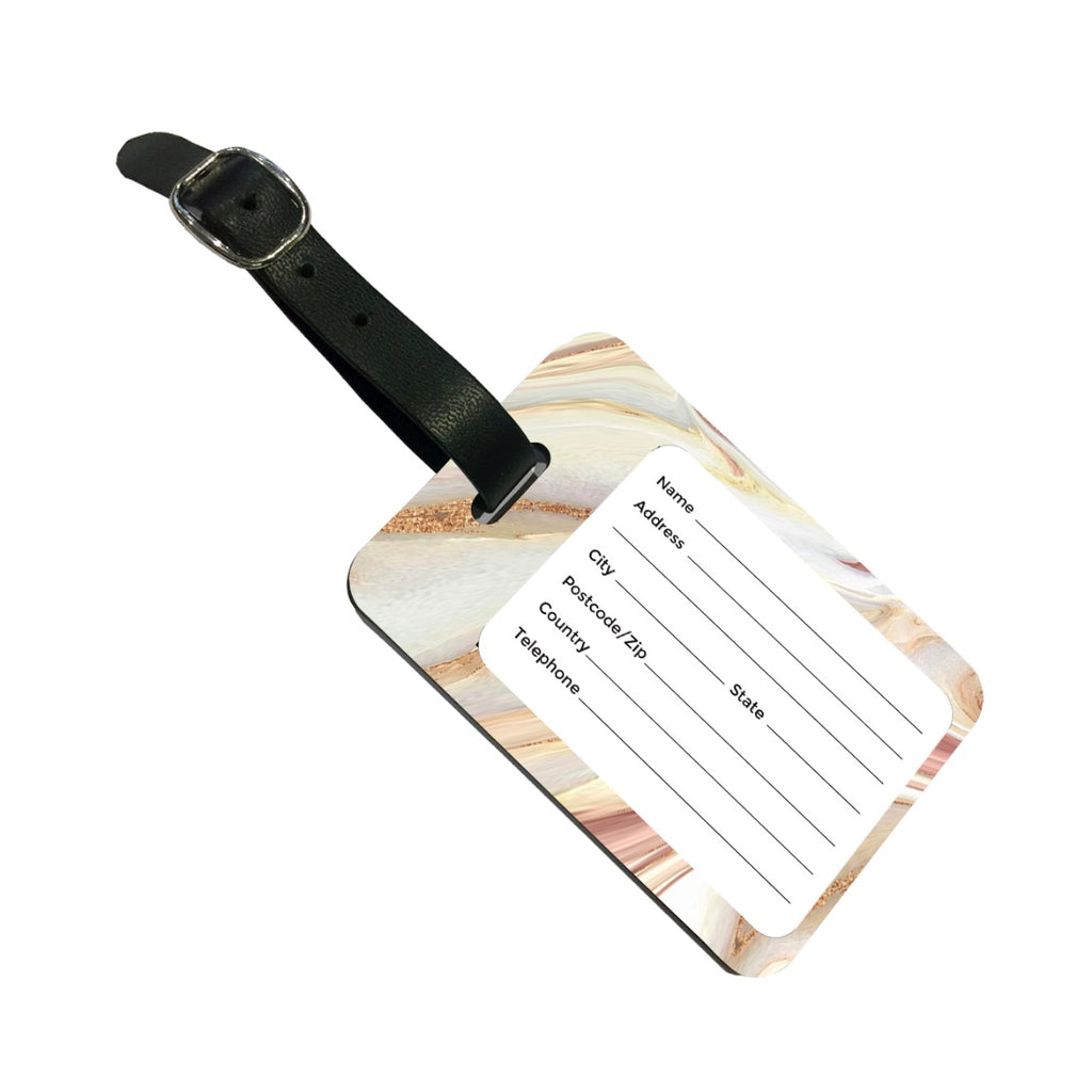 Personalised Sepia Marble initials Luggage Tag
