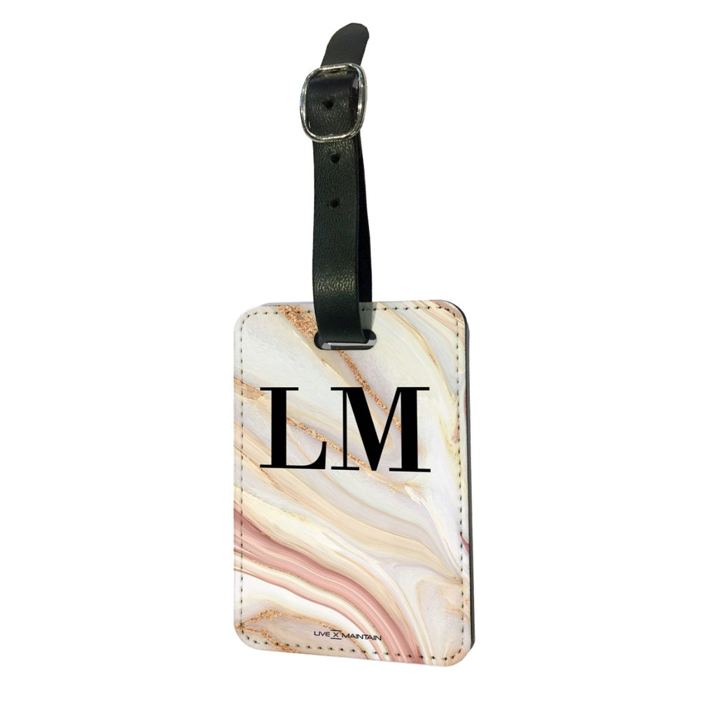 Personalised Sepia Marble initials Luggage Tag