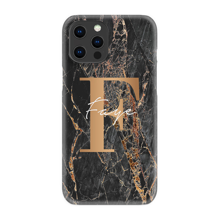 Personalised Slate Marble Bronze Initial iPhone 16 Pro Max Case