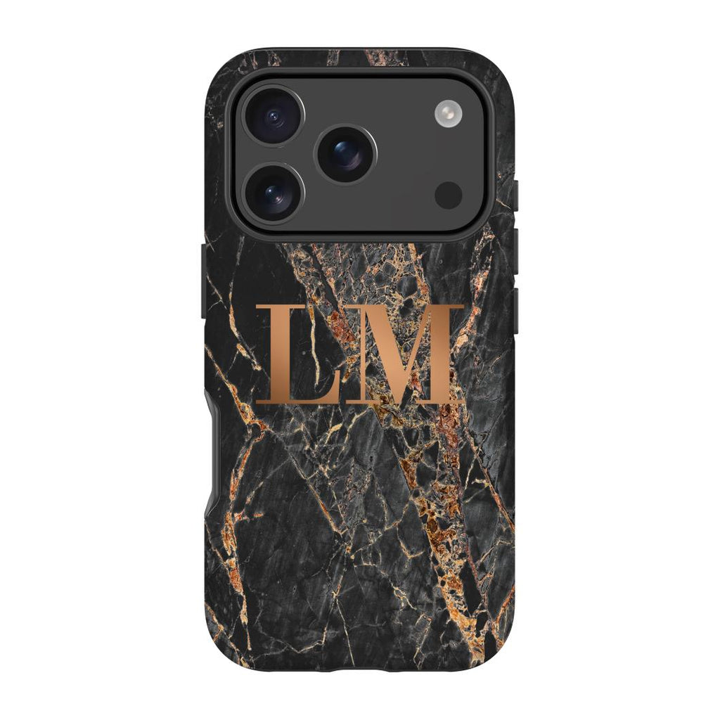 Personalised Slate Marble Bronze Initial iPhone 17 Pro Max Case