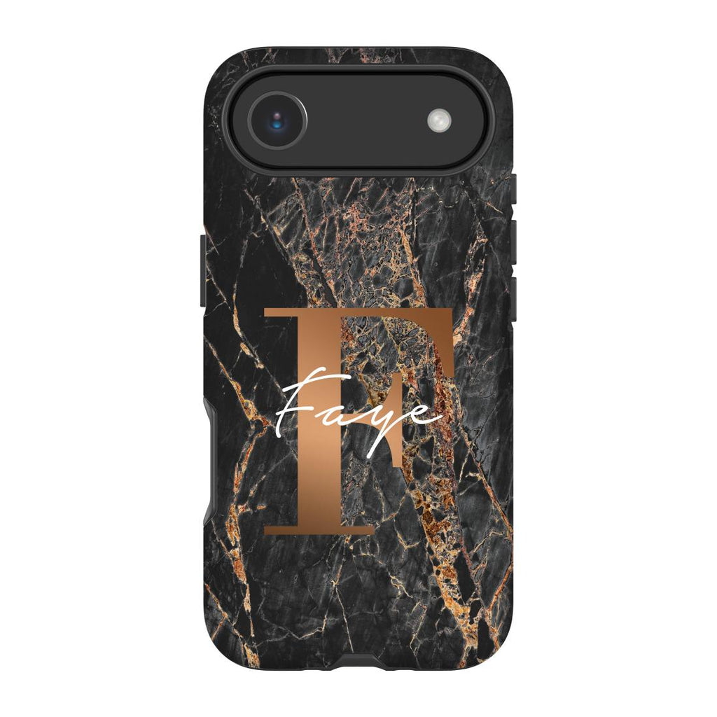Personalised Slate Marble Bronze Initial iPhone 17 Air Case