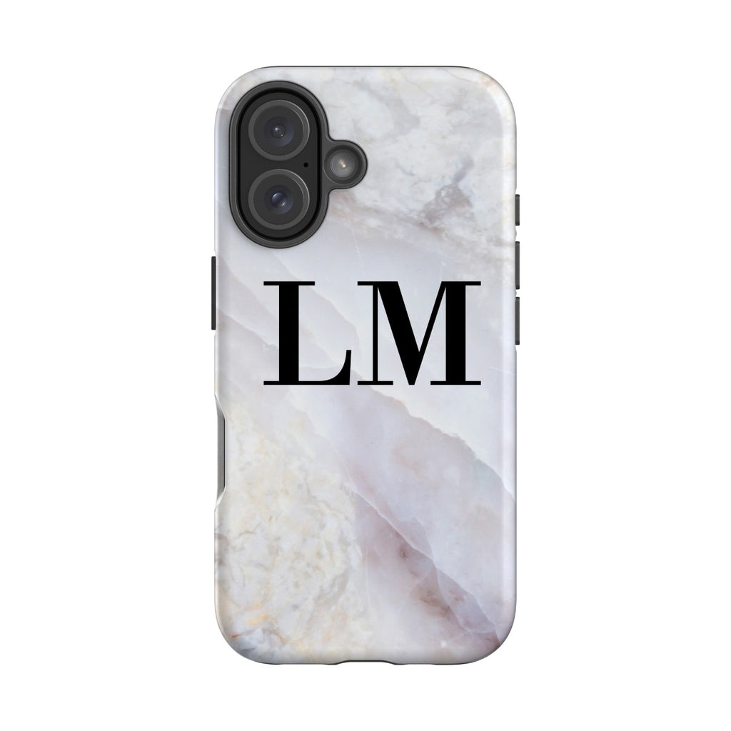 Personalised Stone Marble Initials iPhone 16 Case