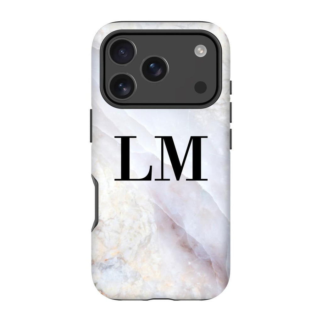 Personalised Stone Marble Initials iPhone 17 Pro Case
