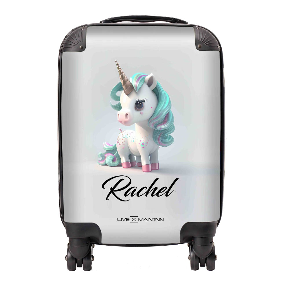 Personalised Unicorn Name Kids Suitcase