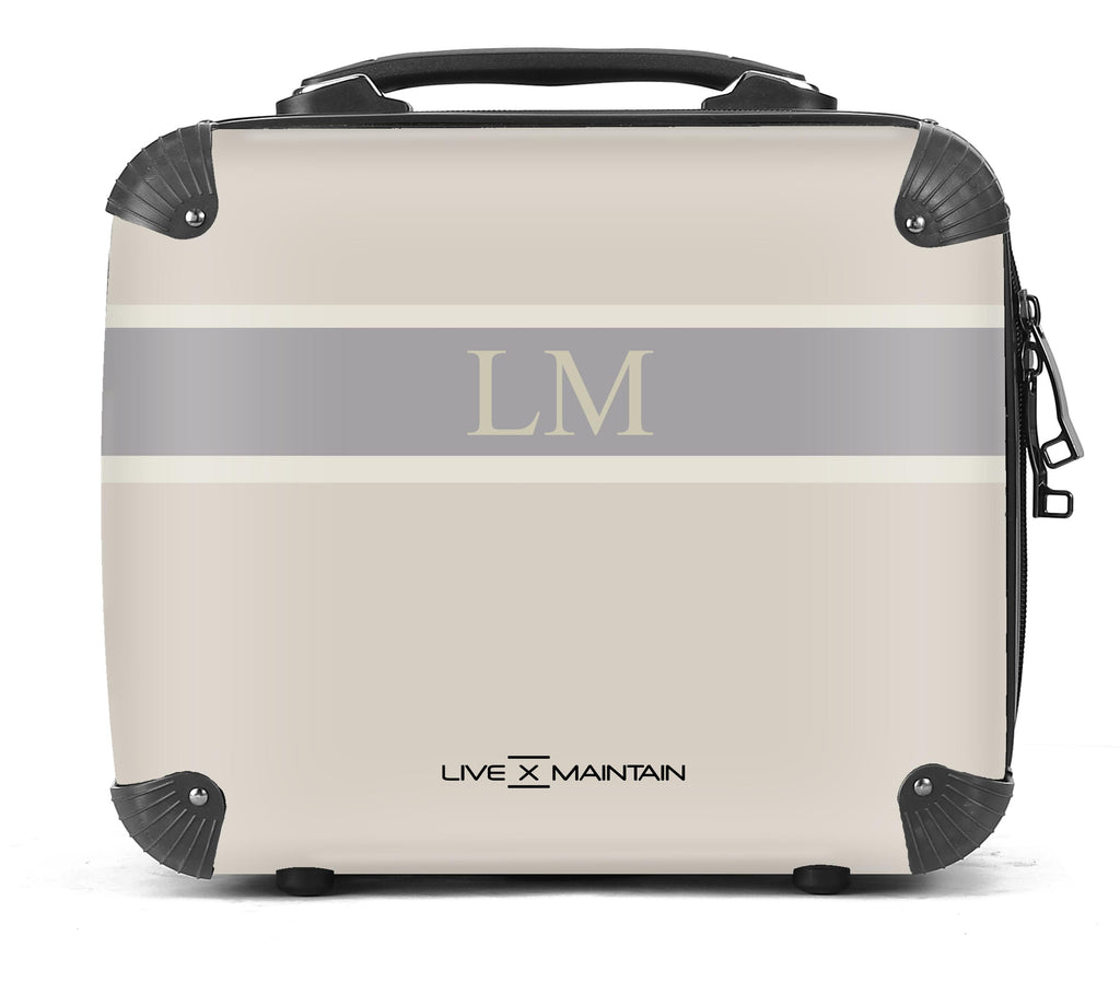 Personalised Beige Stripe initials Suitcase