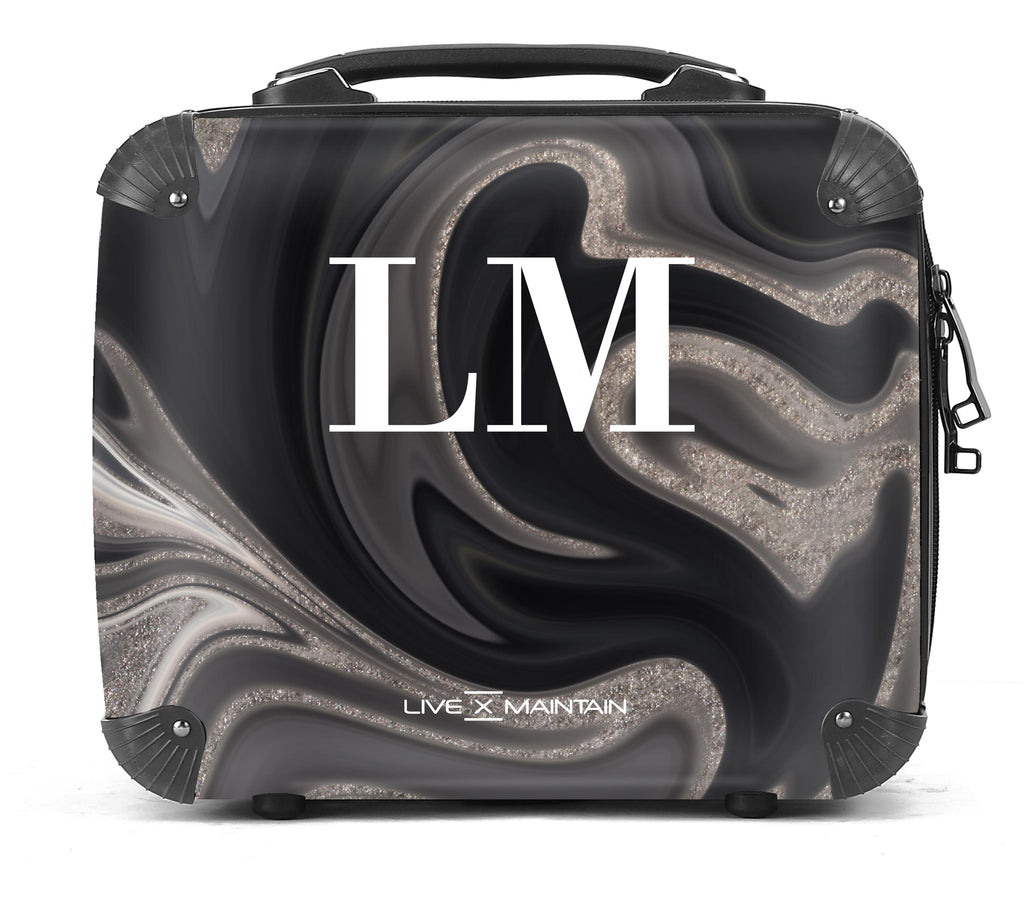 Personalised Black Luxury Marble Initials Suitcase