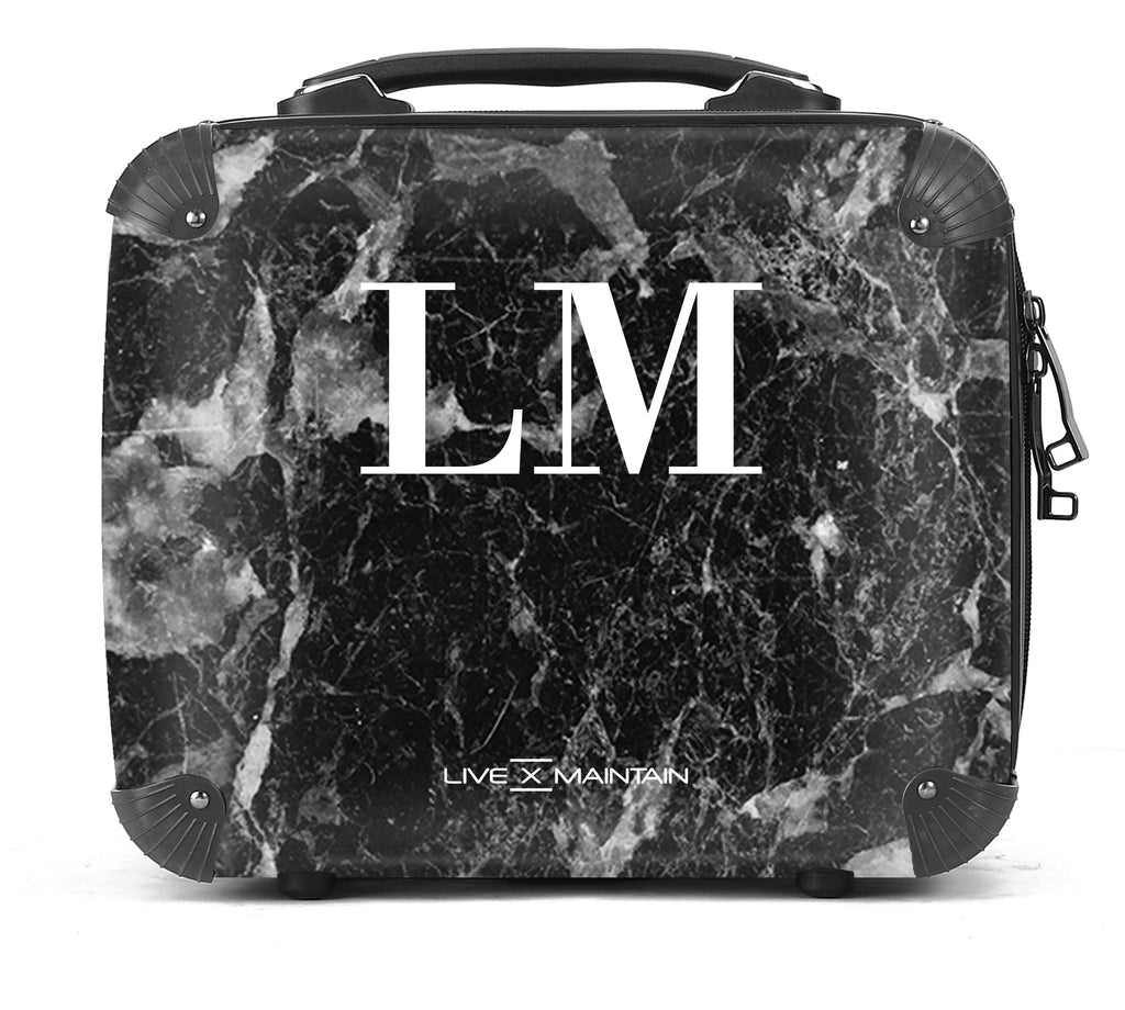 Personalised Black Stone Marble Initials Suitcase