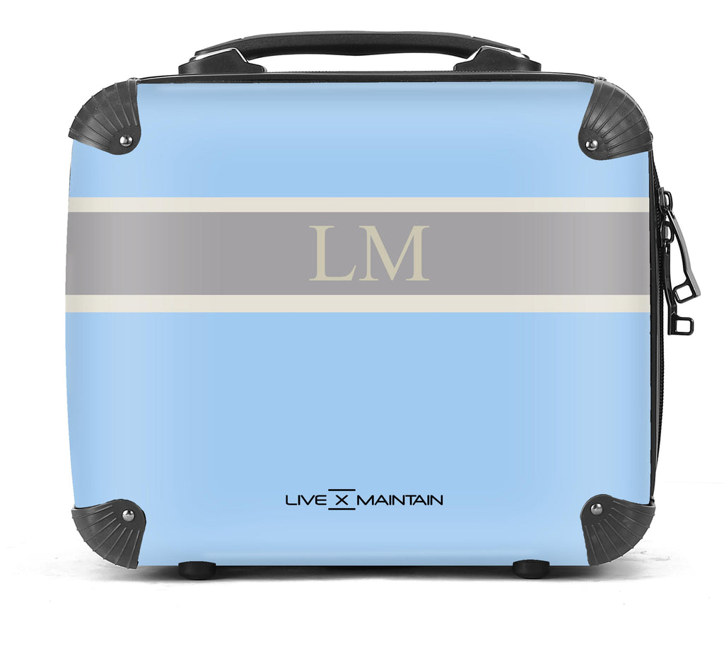 Personalised Blue Stripe initials Suitcase