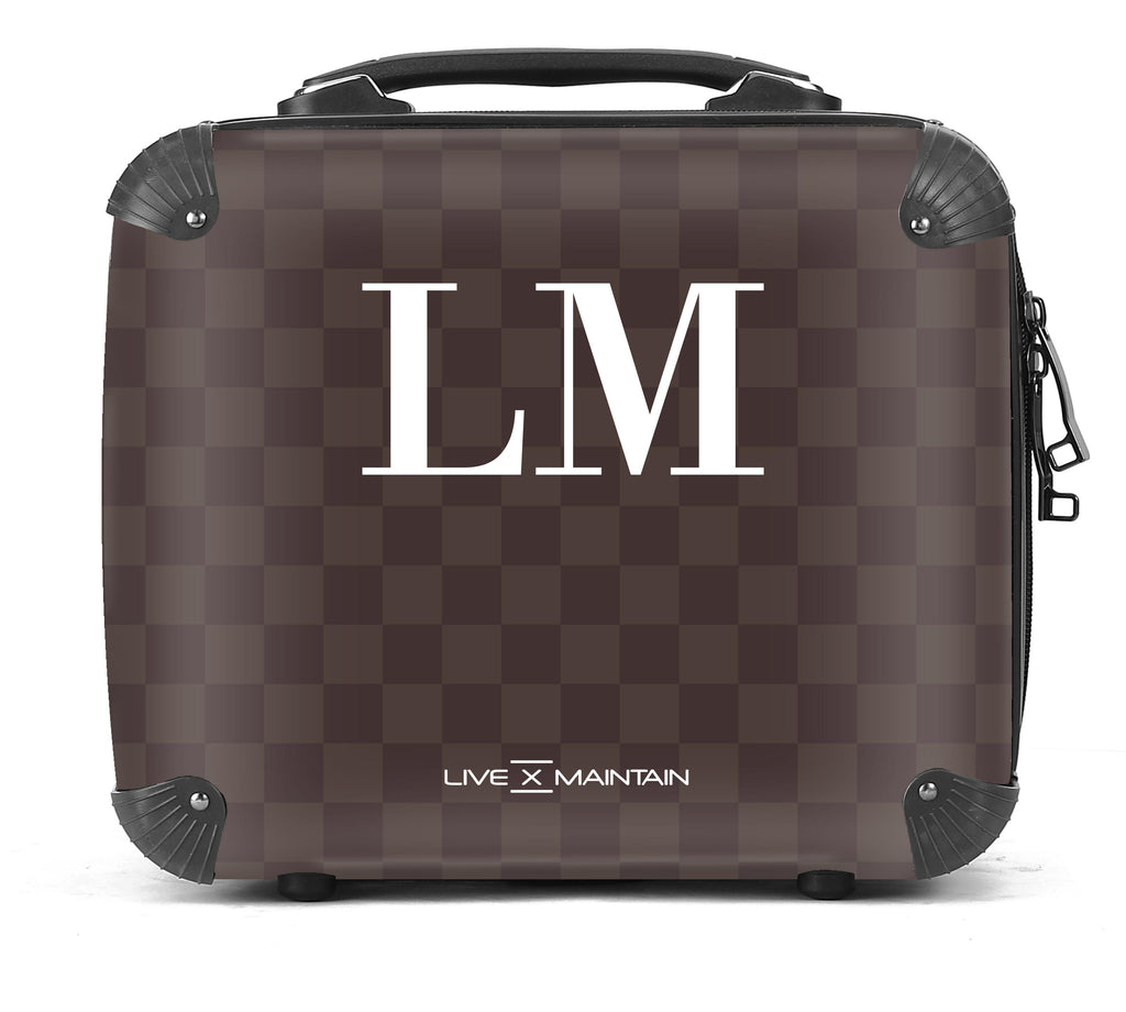 Personalised Brown Square initials Suitcase
