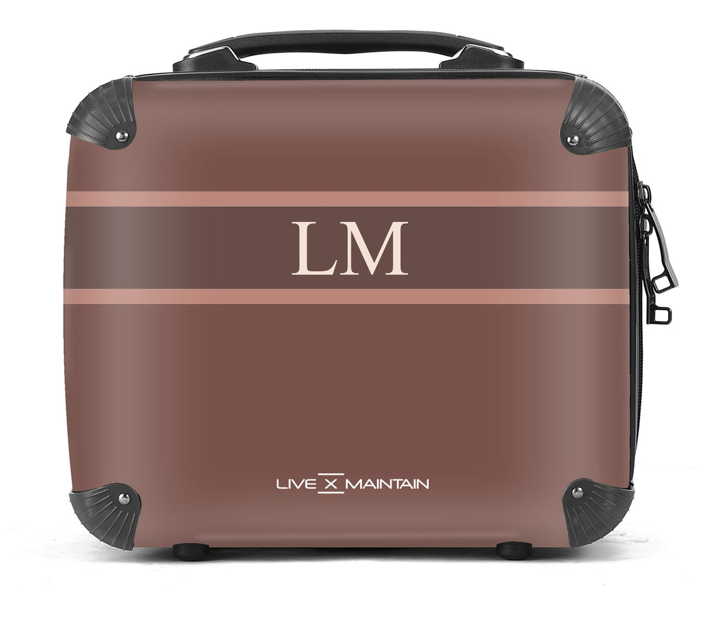 Personalised Brown Stripe initials Suitcase