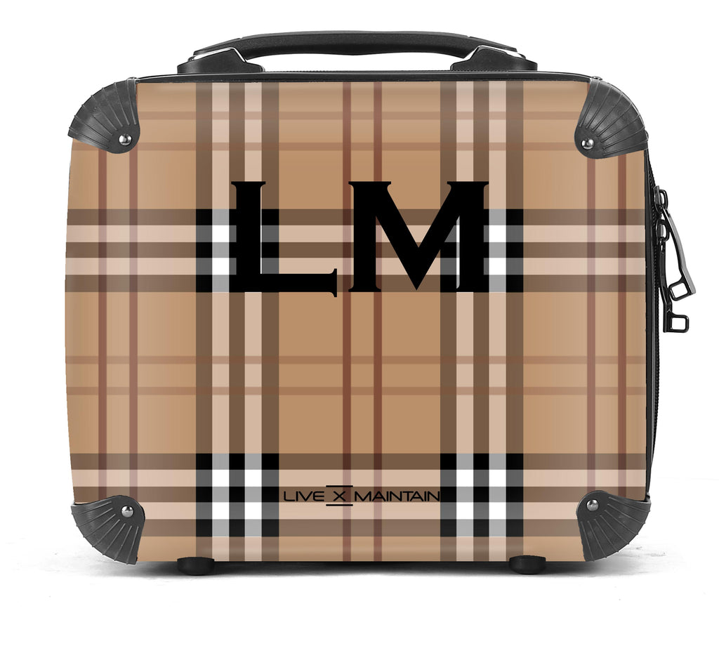 Personalised Brown Tartan Initials Suitcase