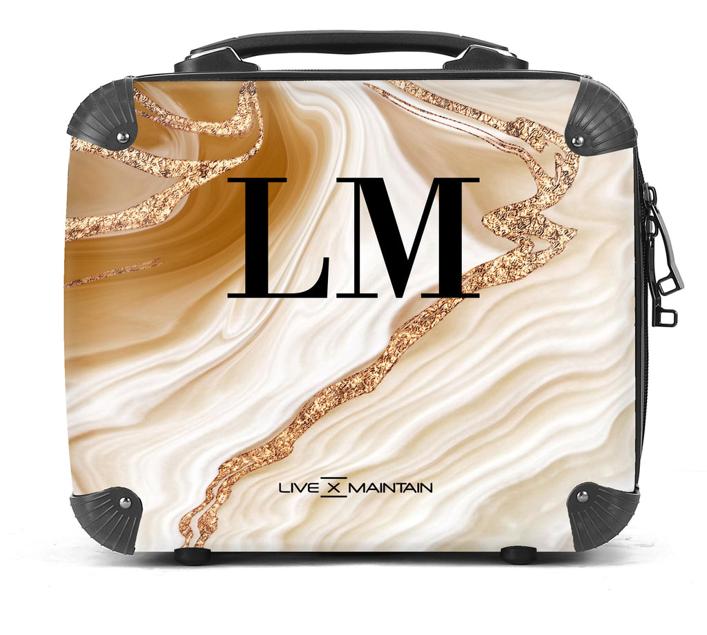 Personalised Caramel Marble Initials Suitcase