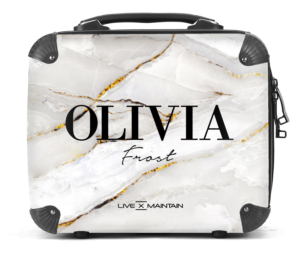 Personalised Cream Marble Name Suitcase