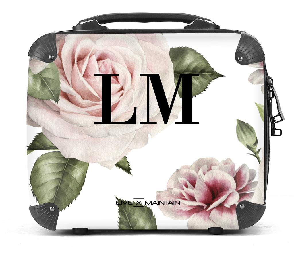 Personalised Floral White Rose Initials Suitcase