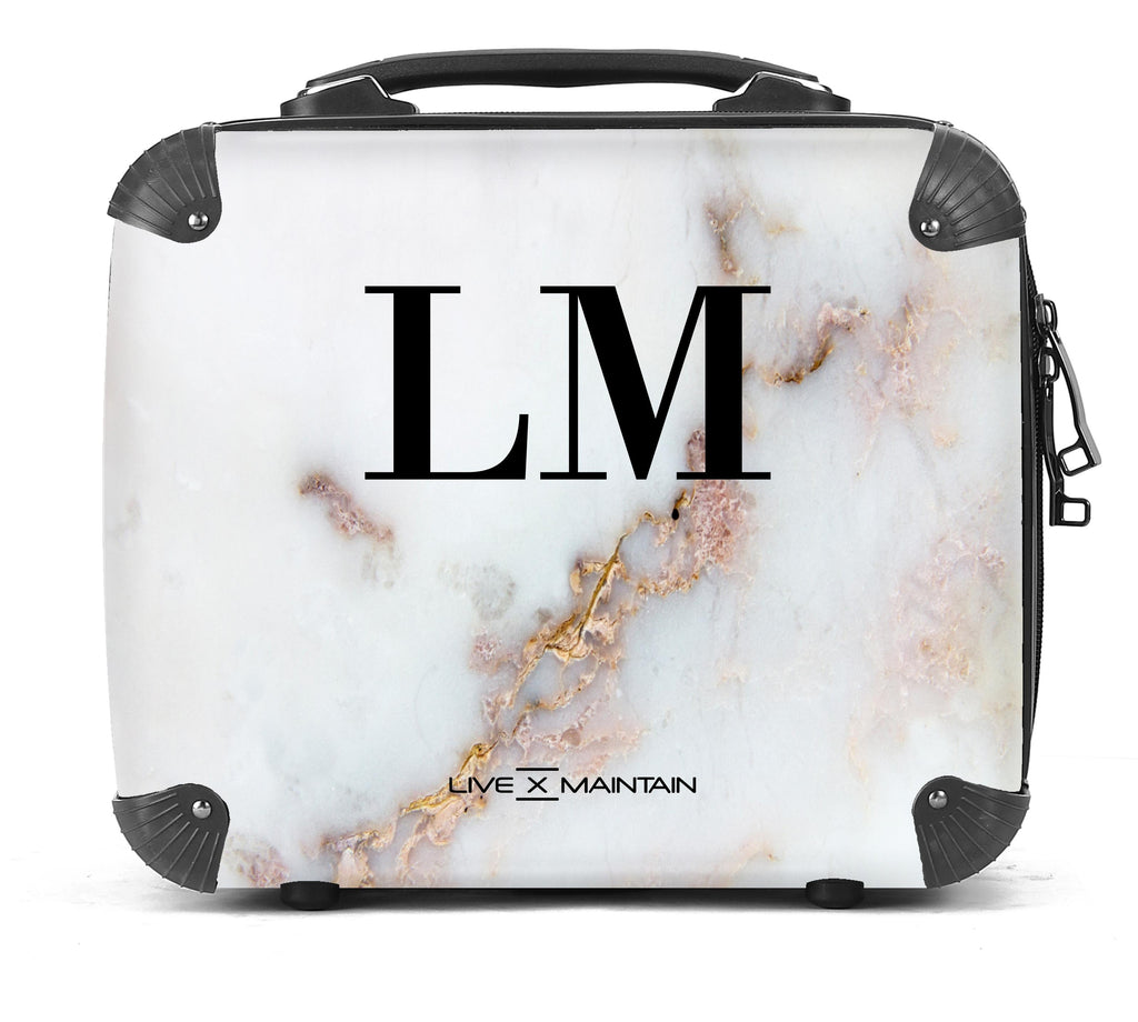 Personalised Gold Stained Marble Initials Suitcase