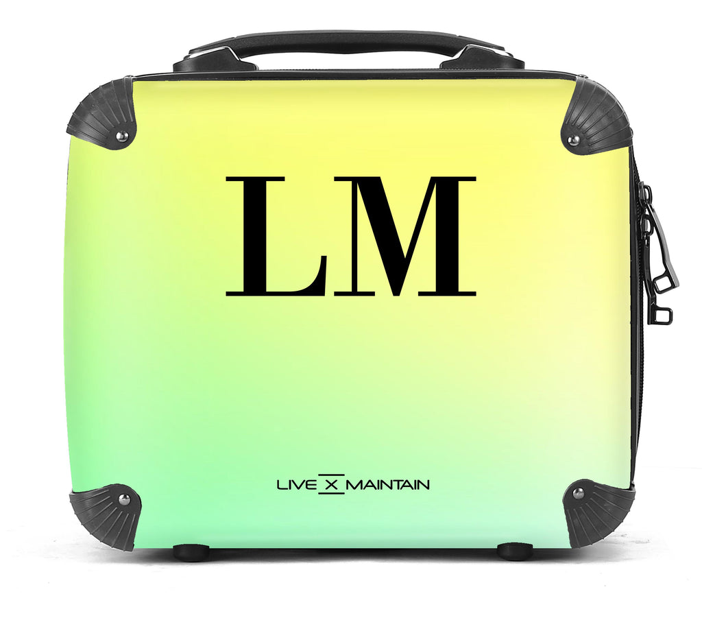 Personalised Green and Yellow Ombre Initials Suitcase