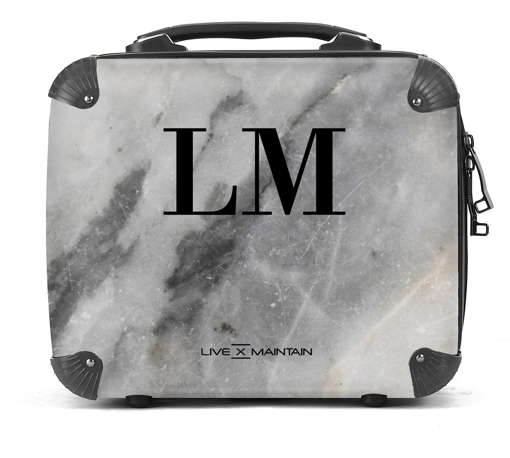 Personalised Grey Stone Marble Initials Suitcase