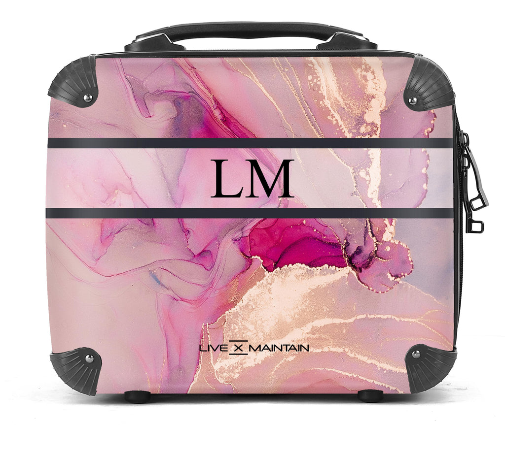Personalised Ink Stripe Marble Initials Suitcase