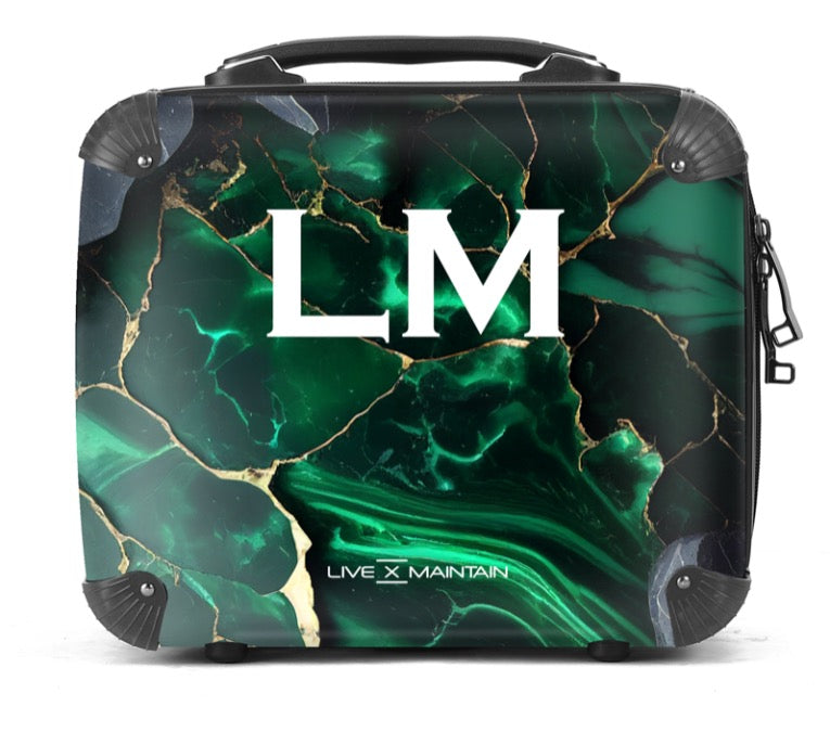 Personalised Jade Green Marble Initials Suitcase