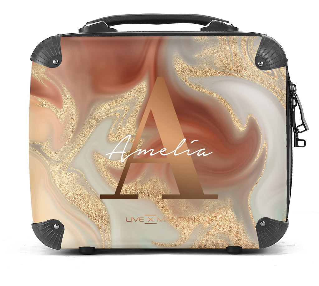 Personalised Liquid Luxury Marble Bronze Initial Suitcase