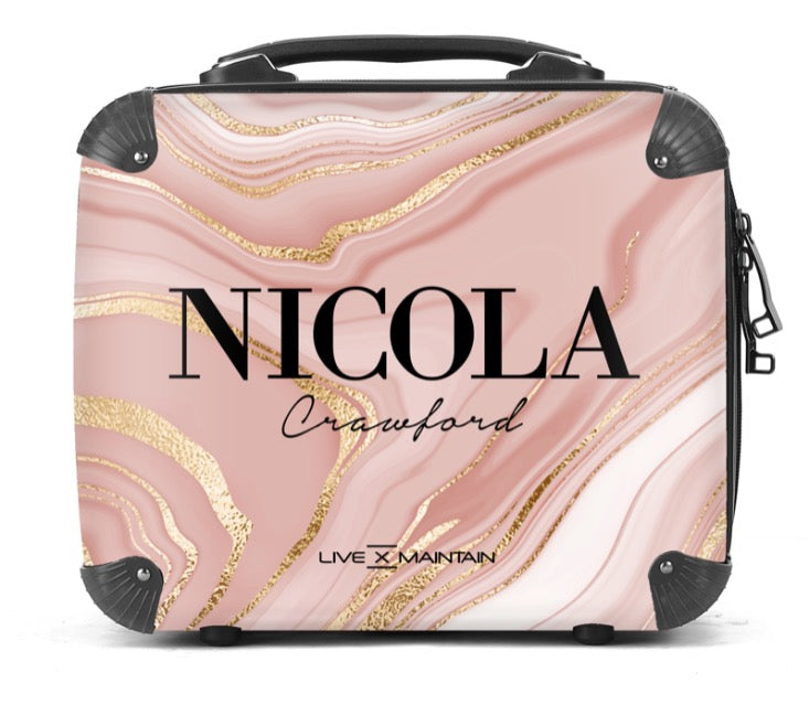 Personalised Liquid Pink Marble Name Suitcase