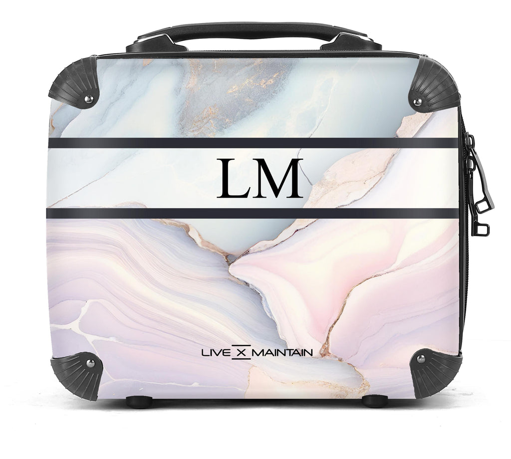 Personalised Pastel Stripe Marble Initials Suitcase