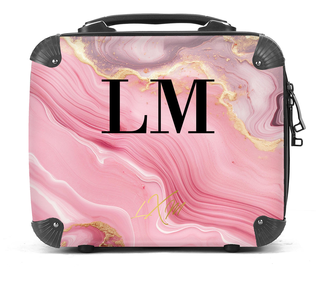 Limited Edition Personalised Pink Marble Initials Suitcase
