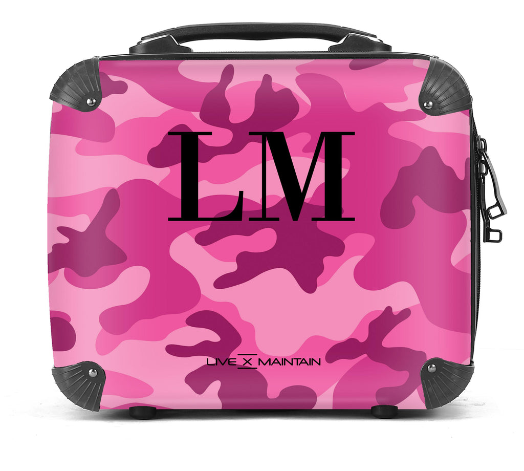 Personalised Pink Camouflage Initials Suitcase