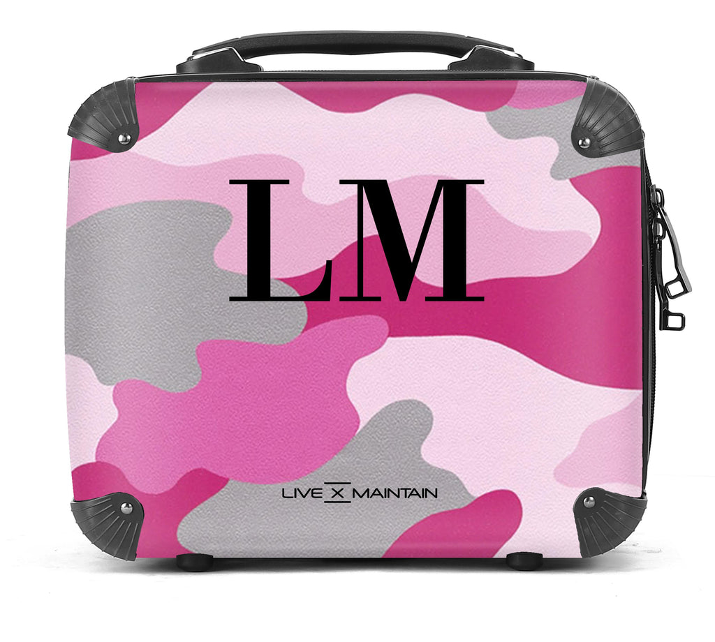 Personalised Pink Camouflage Initials Suitcase