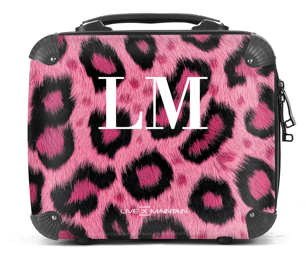 Personalised Pink Leopard Print initials Suitcase