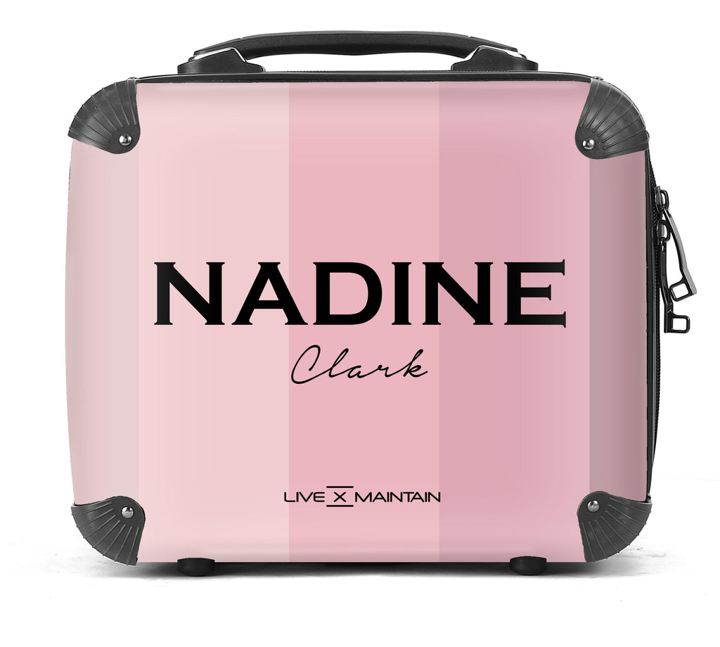 Personalised Pink Nude Stripes Suitcase
