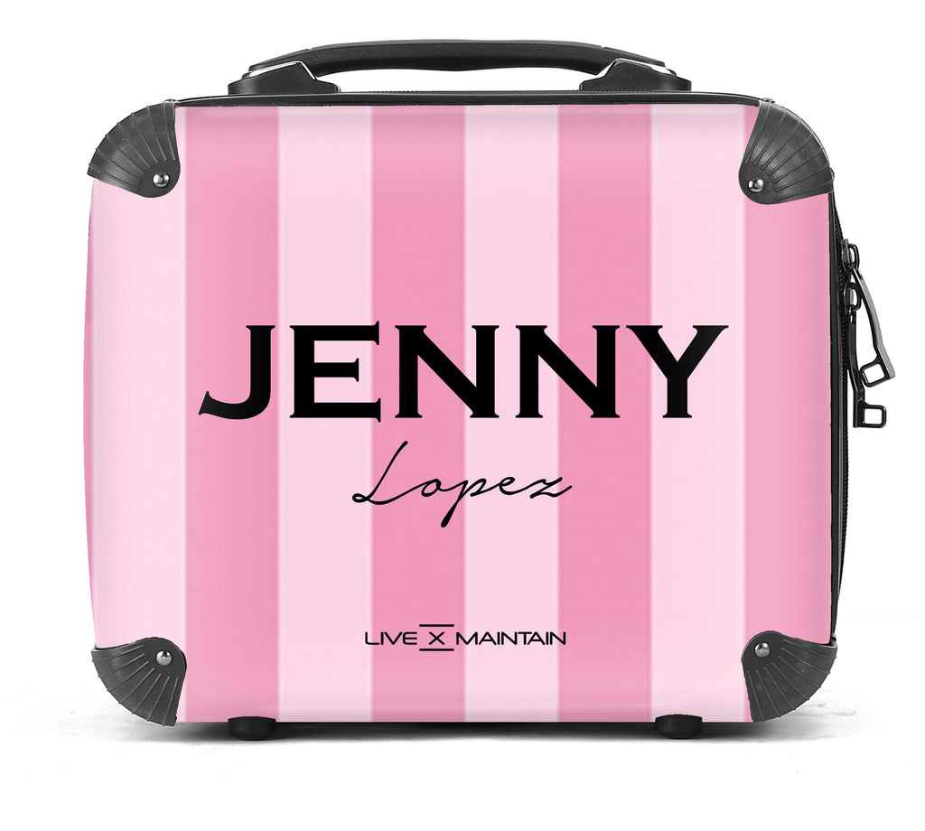 Personalised Pink Stripe Suitcase