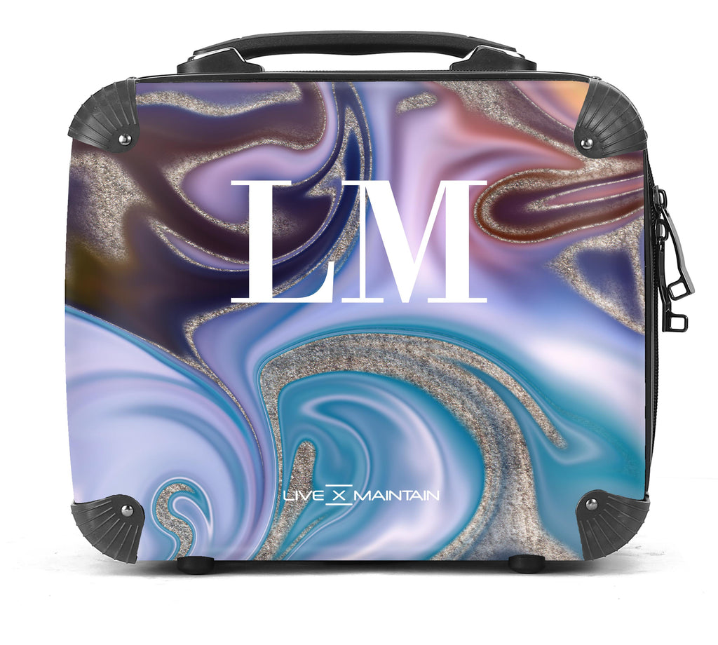 Personalised Purple Luxury Marble Initials Suitcase