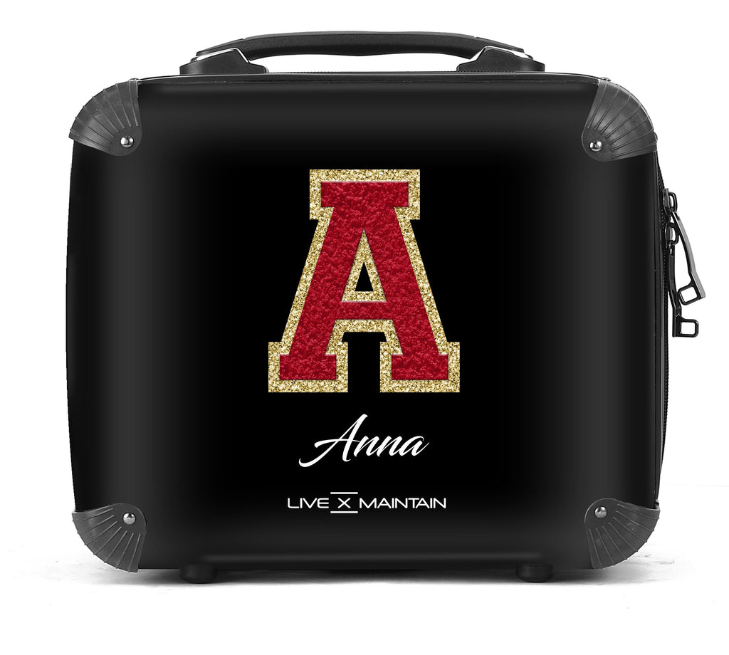 Personalised Red Varsity Initial Suitcase