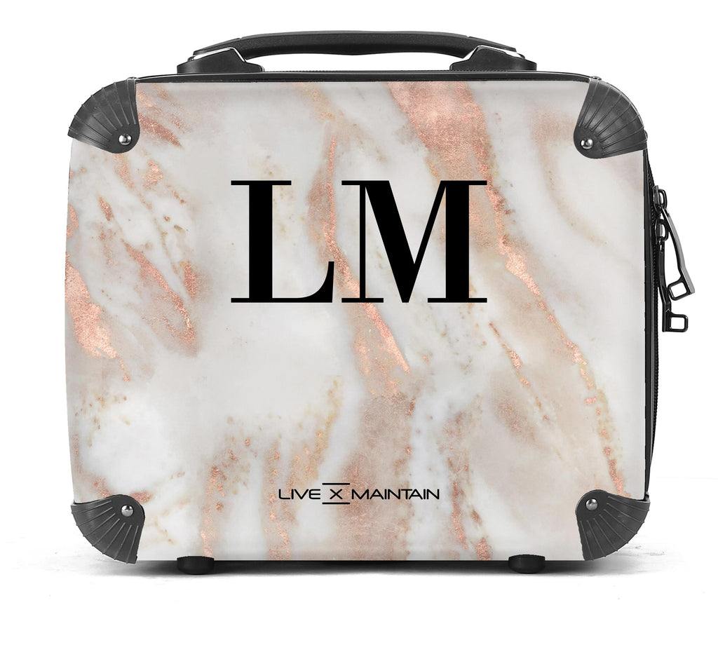 Personalised Rose Marble Initials Suitcase