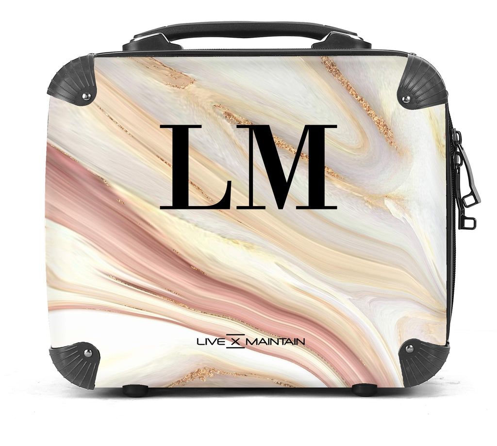 Personalised Sepia Marble Initials Suitcase