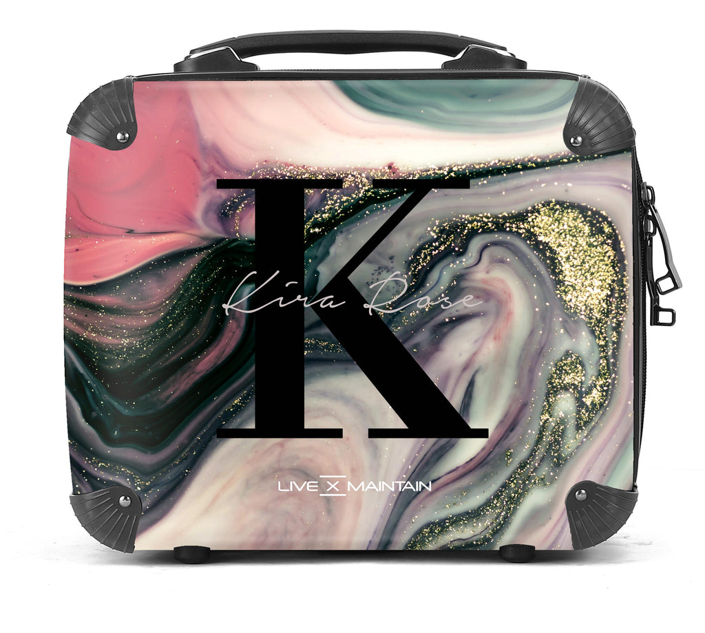 Personalised Swirl Marble Name Initial Suitcase
