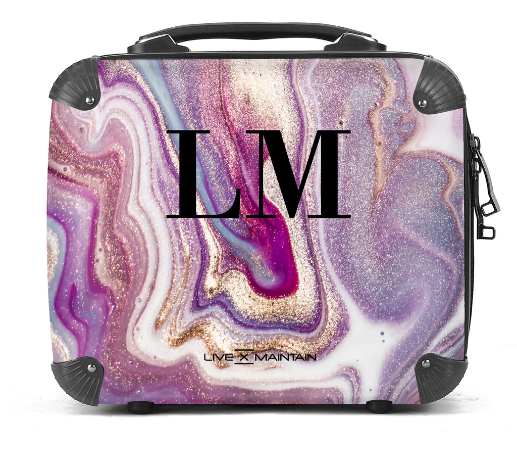 Personalised Violet Marble Initials Suitcase