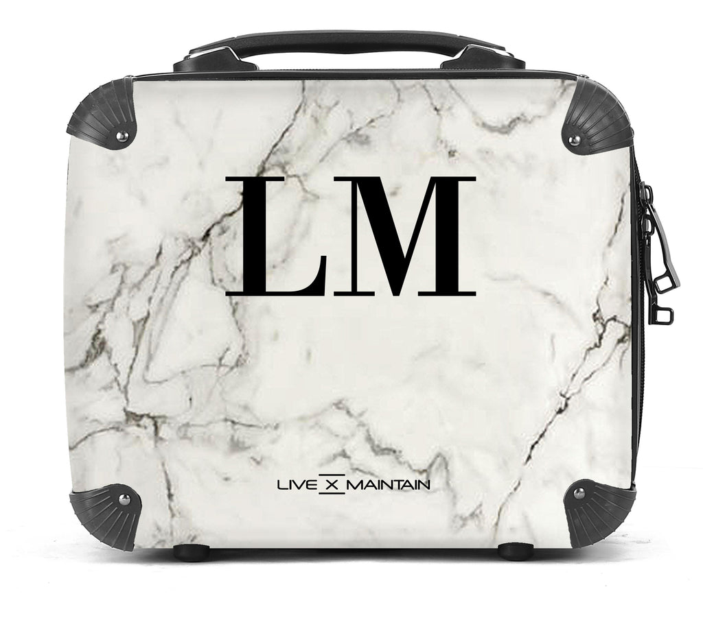Personalised White Calacatta Marble Initials Suitcase