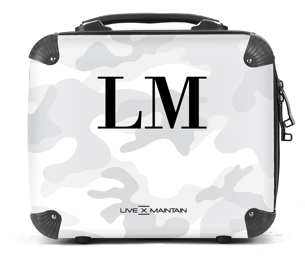 Personalised White Camouflage Initials Suitcase