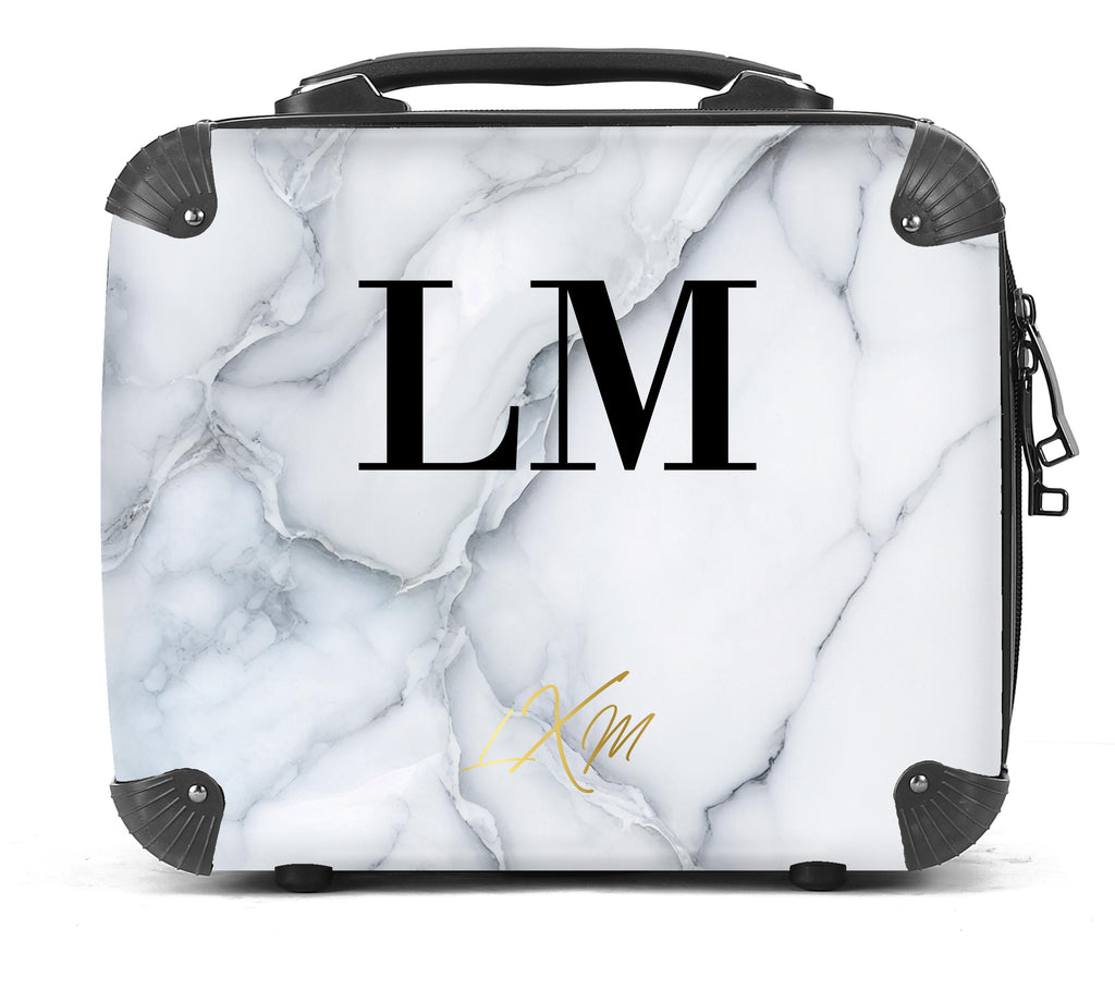 Limited Edition Personalised White Ice Marble Initials Suitcase