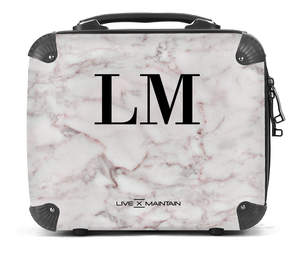 Personalised White Napoli Marble Initials Suitcase