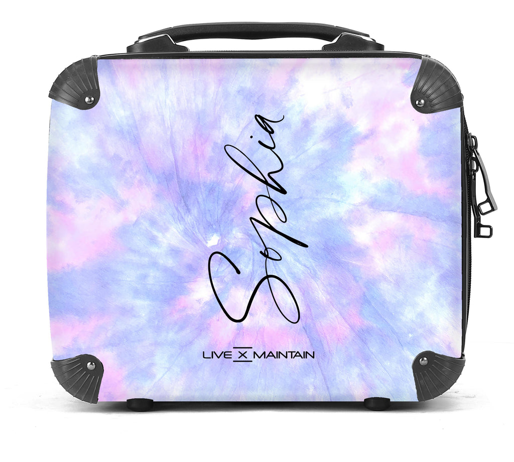 Personalised Blue Tie Dye Name Suitcase
