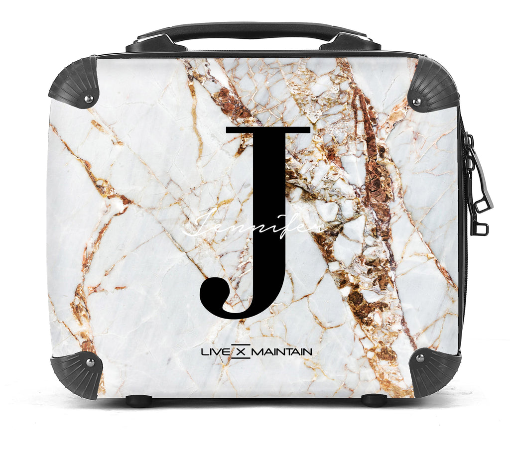 Personalised Cracked Marble Name Initials Suitcase
