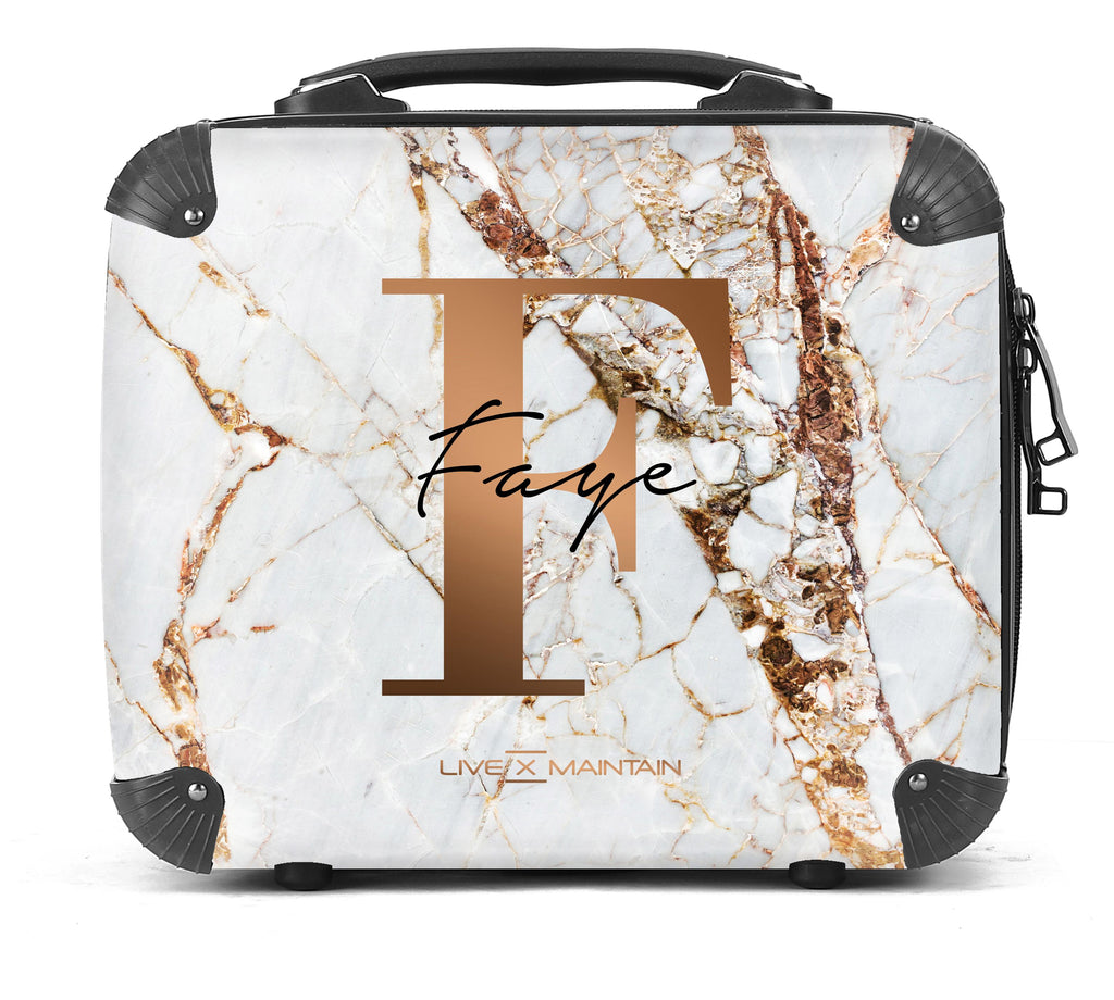 Personalised Cracked Marble Bronze Initial Suitcase